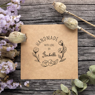 Sello De Caucho Simple Floral hecha a mano con amor
