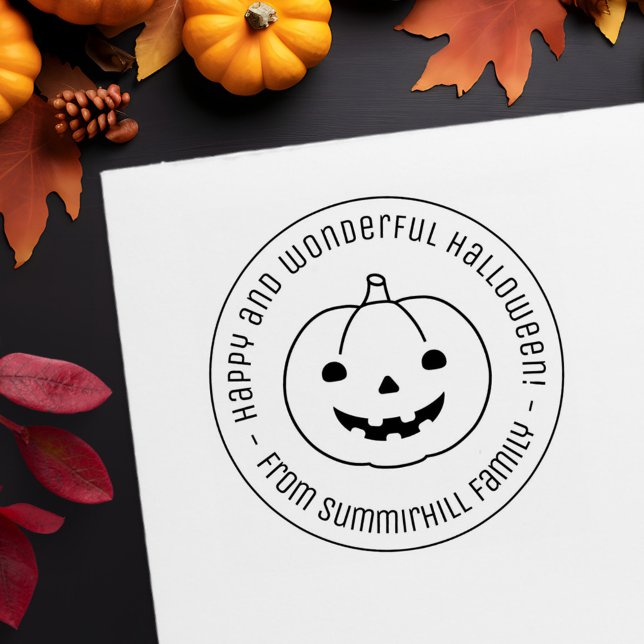 Sello De Caucho Simple Halloween Pumpkin Round Message (Subido por el creador)