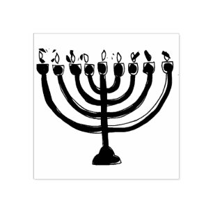 Sello De Caucho Simple Hanukkah Menorah Candelabra