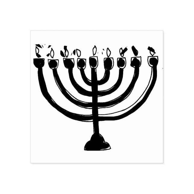 Sello De Caucho Simple Hanukkah Menorah Candelabra (Impresión)