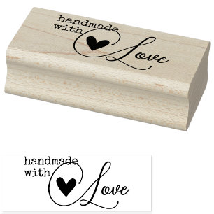 Sello De Caucho Simple hecho a mano con amor Corazón simple estilo