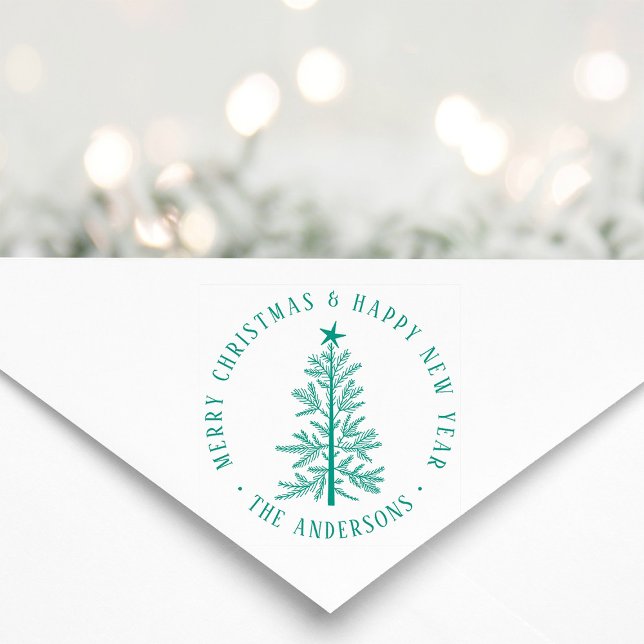 Sello De Caucho Simple Merry Christmas & Happy New Year Round  (Subido por el creador)