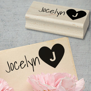 Sello De Caucho Simple Monogramado Love Heart Custom Name Text