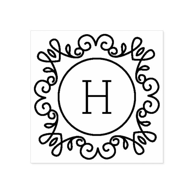 Sello De Caucho Simple Ornate Monograma (Impresión)