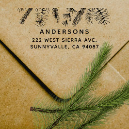 Sello De Caucho Simple Pines Elegante Dirección de Retorno de Fami