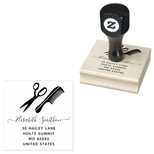 Sello De Caucho Simple Scissors Hair Comb Hairdresser Profesional (Sellado)