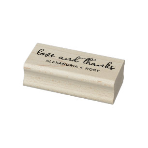 Sello De Caucho Simple Script Love and Gracias Wood