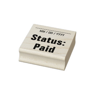 Sello De Caucho Simple "Status: Paid" Rubber Stamp