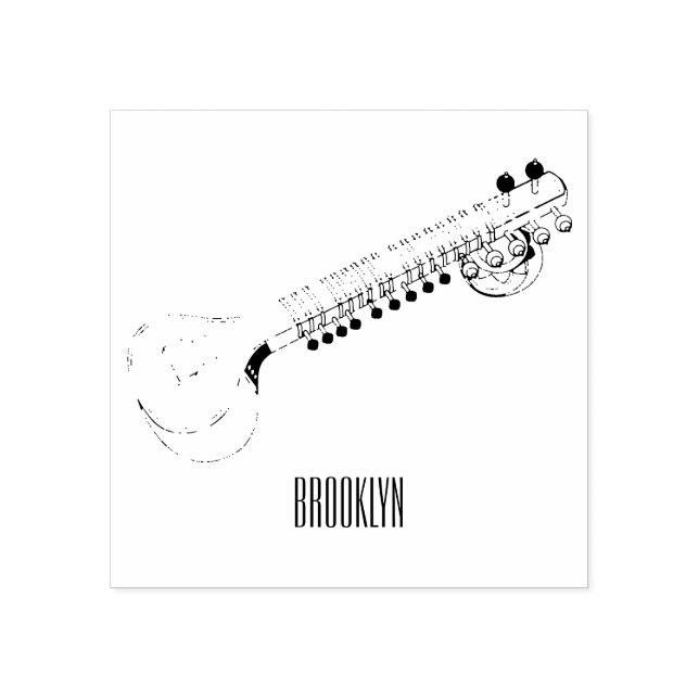 Sello De Caucho Sitar personalizado ilustracion (Impresión)