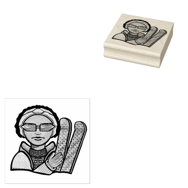 Sello De Caucho Skiing winter (Sellado)