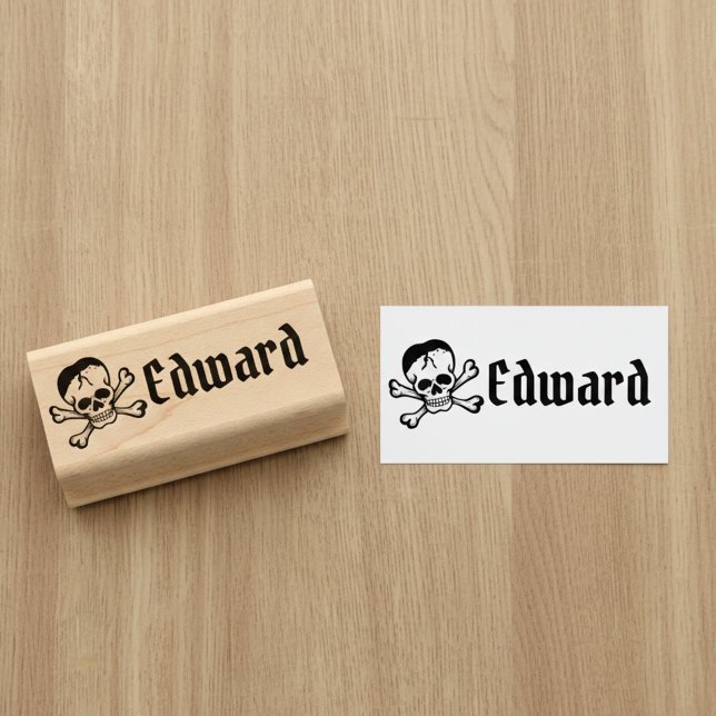Sello De Caucho Skull and Crossbones with Custom Name Stamp (Skull and crossbones name stamp. ☠️)