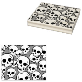 Sello De Caucho Skull Pattern Wood Art Stamp