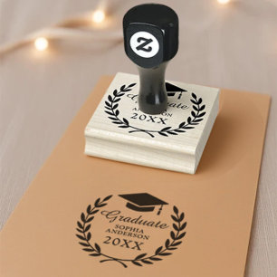 Sello De Caucho Sleek Laurel Wreath Graduation Name & Class Emblem