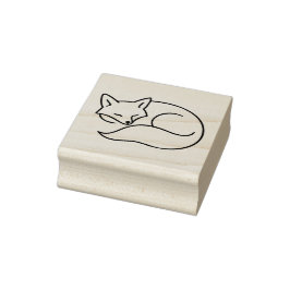 Sello De Caucho Sleeping Fox Line Art – Minimal Animal Ilustration
