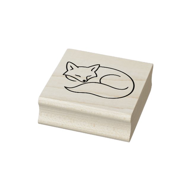 Sello De Caucho Sleeping Fox Line Art – Minimal Animal Ilustration (Sello)