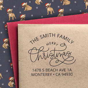Sello De Caucho Sobre de Feliz Navidad Dirección de Retorno de Fam