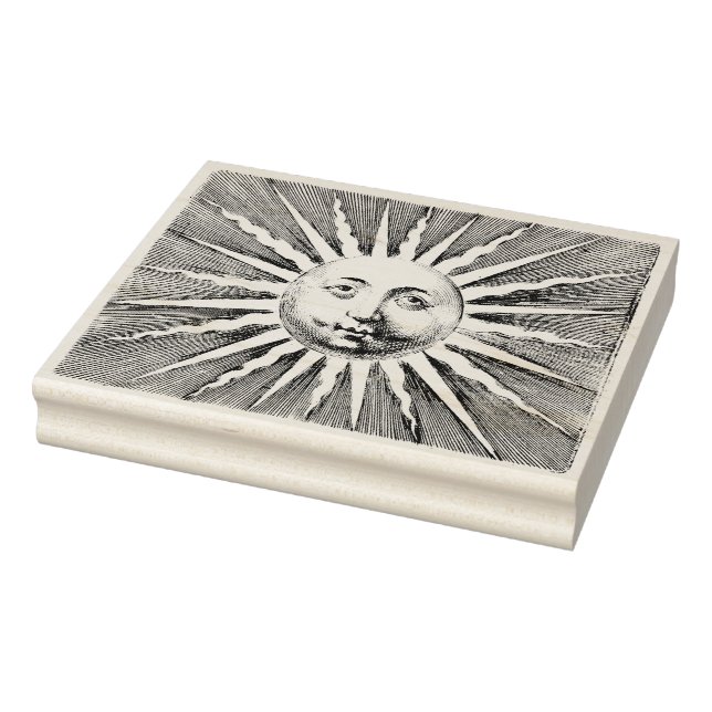 Sello De Caucho Sol de los años 1700 con cara (Sello)