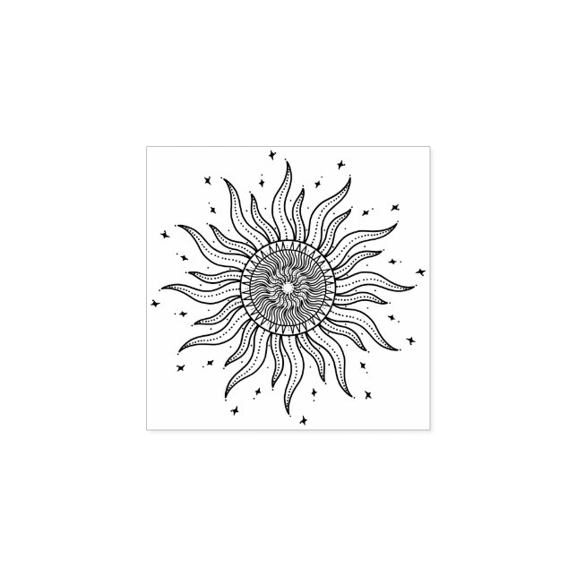 Sello De Caucho Sol de tatuaje (Impresión)