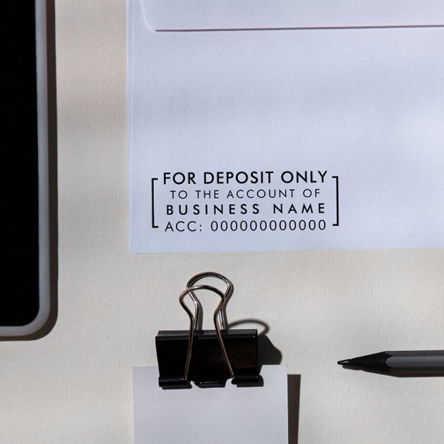 Sello De Caucho Sólo para depósito | Detalles del banco comercial  (Rubber Stamp Mock-up)
