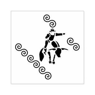 Sello De Caucho Sombra cortada de un jinete de toros