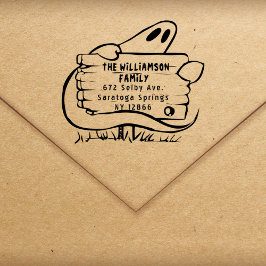 Sello De Caucho Spooky Ghost Halloween Family Return Address