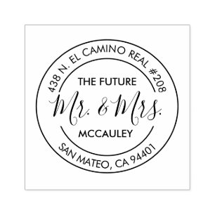 SELLO DE CAUCHO SR. Y SEÑORA FUTUROS ELEGANTES WEDDING ADDRESS