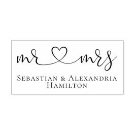 Sello De Caucho Sr. Y Sra. Elegant Scroll Heart Textos