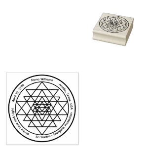Sello De Caucho Sri Yantra – Talismán de Protección Personalizable