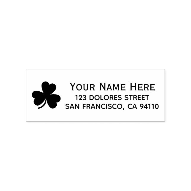 Sello De Caucho St Patrick's Day Custom Name & Address Shamrock (Impresión)