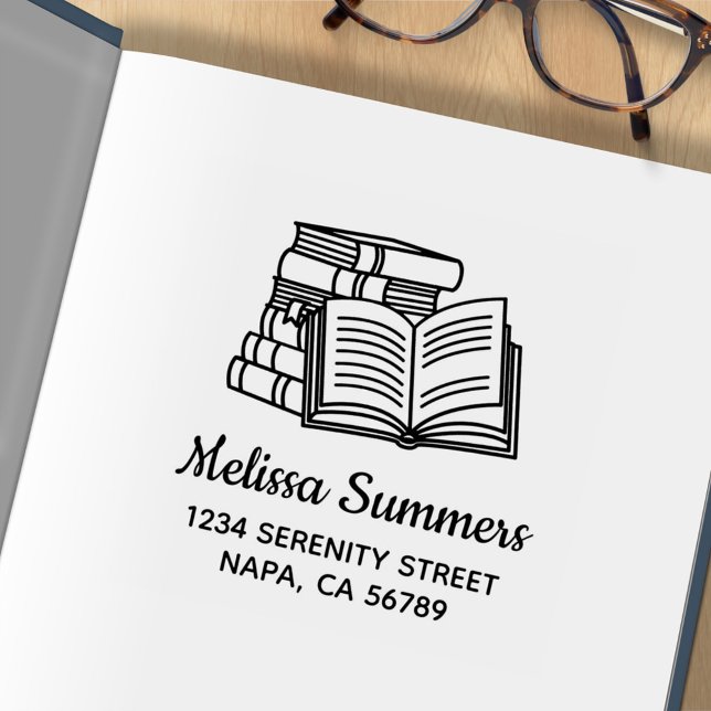 Sello De Caucho Stack of Books and Open Book Address (Subido por el creador)