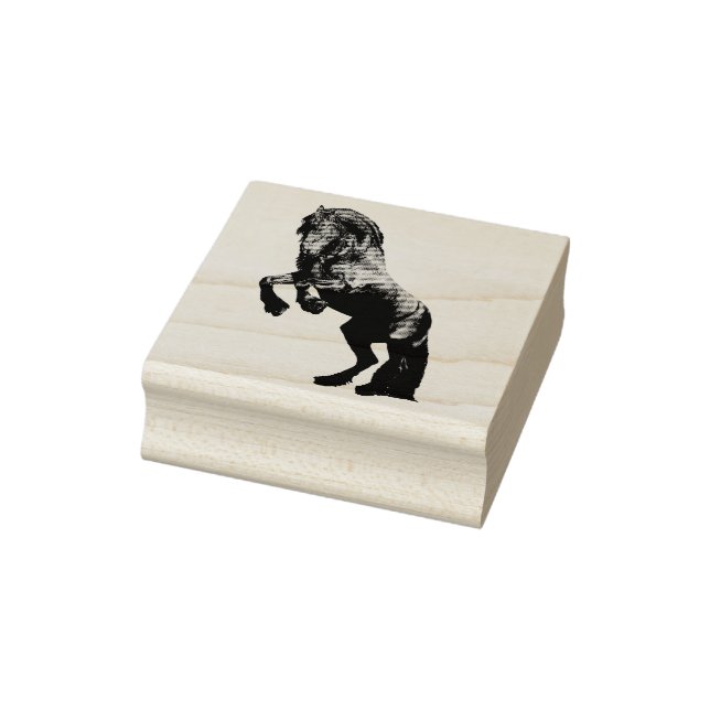 Sello De Caucho Stallion negro frisón, belleza negra, caballo (Sello)