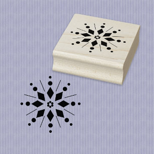 Sello De Caucho Starburst Snowflake Estrella de la madera