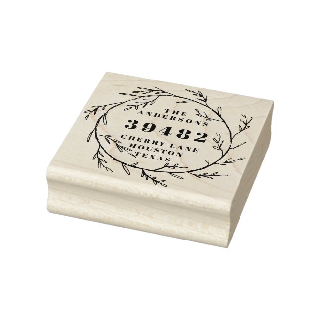 Sello De Caucho Su Nombre Familiar Dirección de Devolución Wreath  (Sello)