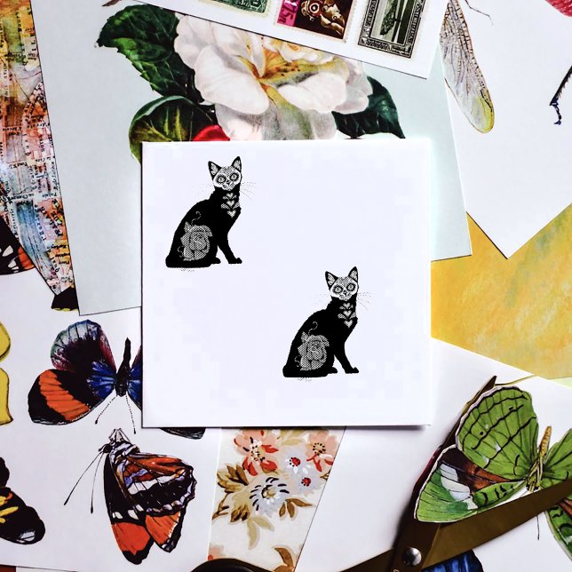 Sello De Caucho Sugar Skull Black Cat (Subido por el creador)