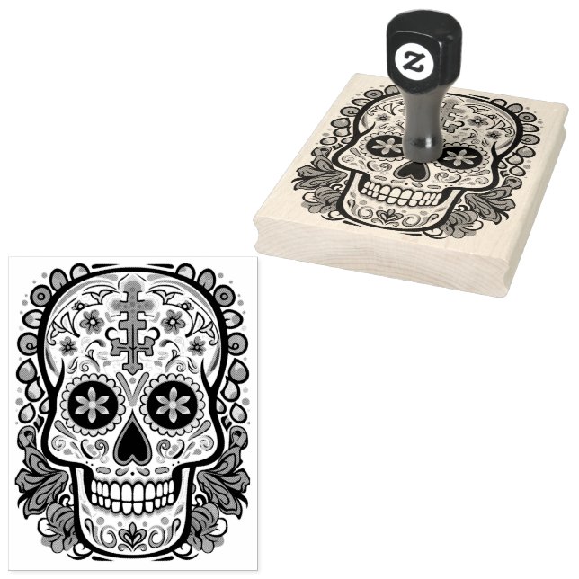 Sello De Caucho Sugar Skull ☠️ 💀 Día de Muertos (Sellado)