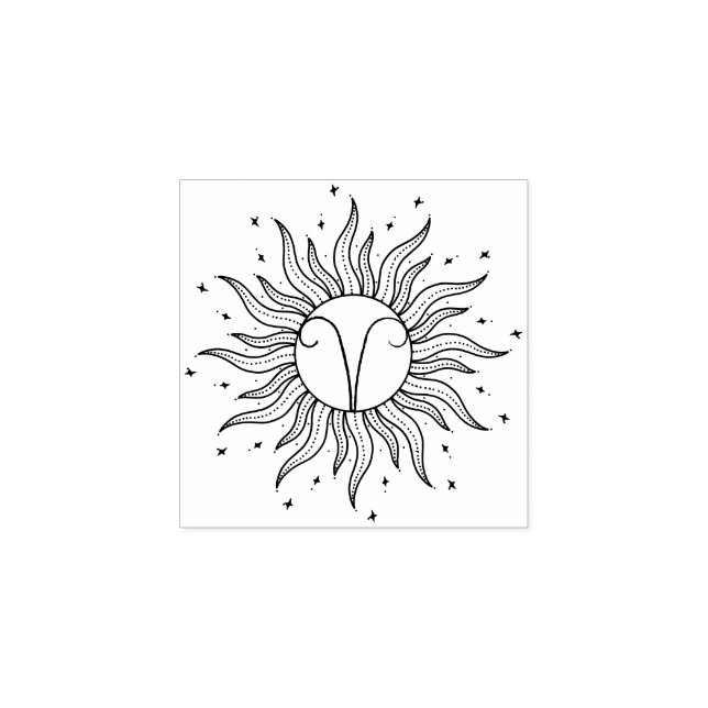 Sello De Caucho Sun Horoscope Aries (Impresión)