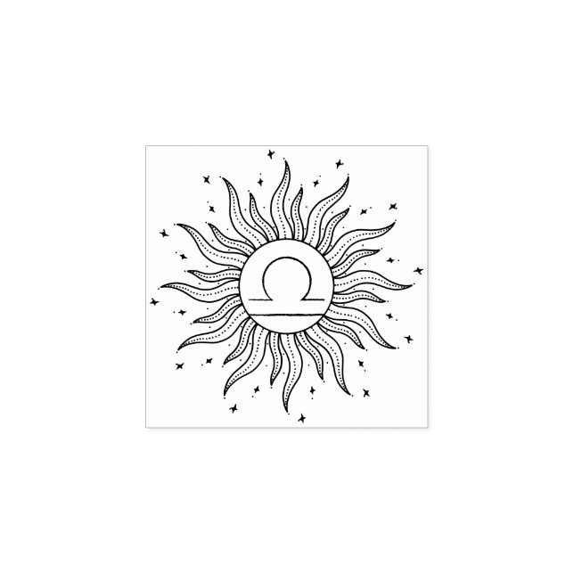 Sello De Caucho Sun Horoscope Libra | Zodiac Astrology (Impresión)