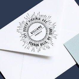 Sello De Caucho Sun Rays Moderno Elegant Family Return Address