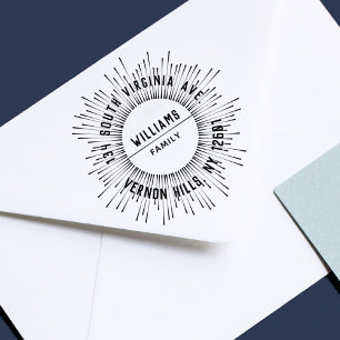 Sello De Caucho Sun Rays Moderno Elegant Family Return Address