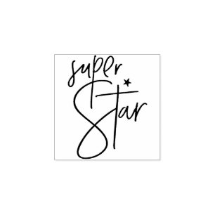 Sello De Caucho súper estrella con letras a mano POSITIVA MOTIVATI