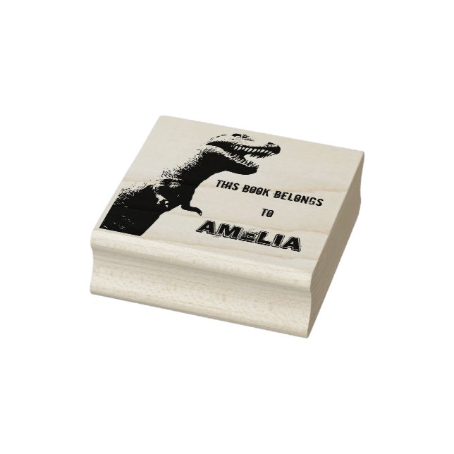 Sello De Caucho T-Rex personalizado - Este libro pertenece a (Sello)
