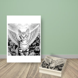 Sello De Caucho Tabby Kitten Angel Wings Halo