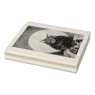 Sello De Caucho Tabby Tiger Cat Moon Night Earth Maureen Girard