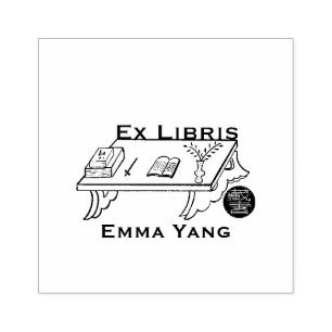 Sello De Caucho Tabla de lectura de Ex Libris personalizada con li