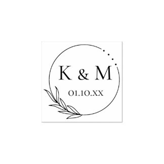 Sello De Caucho Tampons Encreurs Fleur Botanique, Mariage, Initial