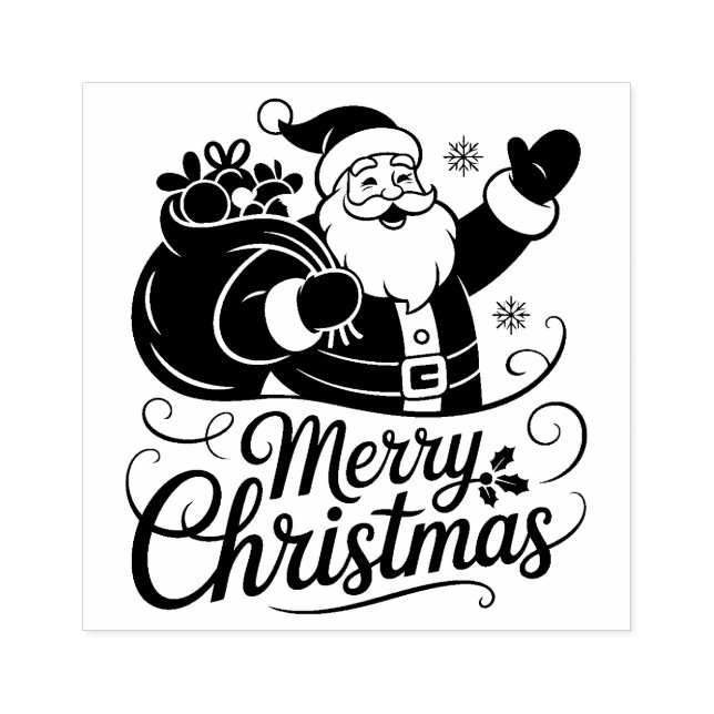 Sello De Caucho Tarjeta de Navidad de Papá Noel (Impresión)
