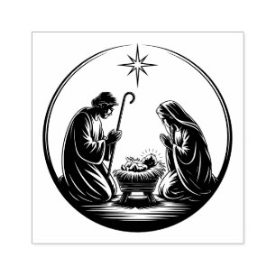 Sello De Caucho Tarjeta de Navidad del Niño Jesús de la Natividad