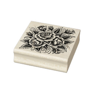 Sello De Caucho Tattoo Rosas Red Rose Flower Art