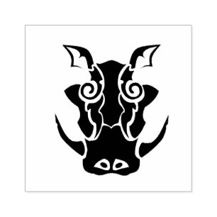 Sello De Caucho Tatuaje tribal de la cabeza de un oso negro
