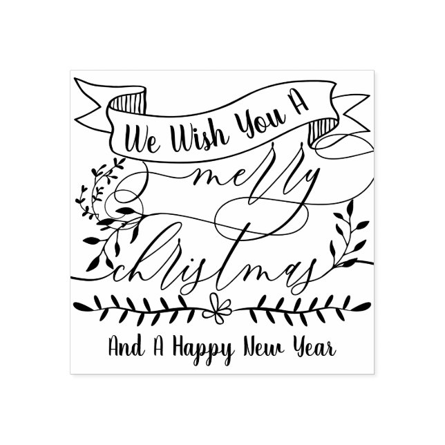 Sello De Caucho Te deseo una Navidad Feliz Año Nuevo (Impresión)